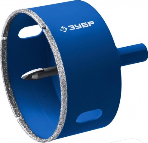 Алмазная коронка для мокрого сверления ЗУБР ПРОФЕССИОНАЛ по кафелю и стеклу, d=53 мм, зерно р 60, в сборе с [29850-53]