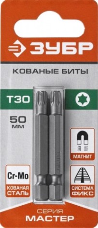 Бита для заворачивания ЗУБР МАСТЕР e 1/4", 50мм, t30, 2шт [26005-30-50-2]
