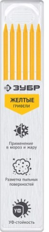 Cменные грифели ЗУБР 06313-5 для автоматического карандаша 6шт желтые