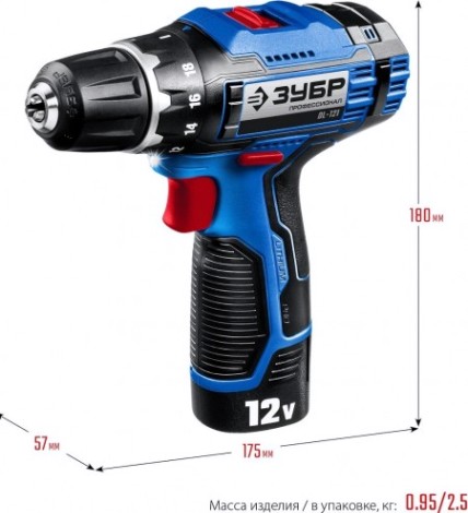 Дрель-шуруповерт аккумуляторная ЗУБР DL-121-22F Профессионал