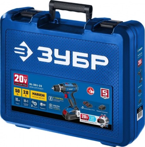 Дрель-шуруповерт аккумуляторная ЗУБР DL-201-22 Профессионал