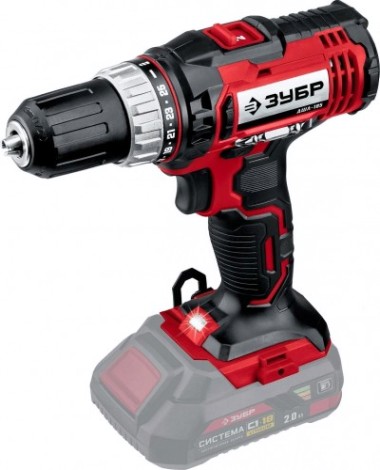 Дрель-шуруповерт аккумуляторная ЗУБР ДШЛ-185 ударная, без АКБ и ЗУ