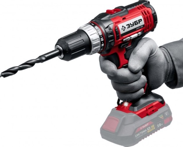 Дрель-шуруповерт аккумуляторная ЗУБР ДШЛ-185 ударная, без АКБ и ЗУ