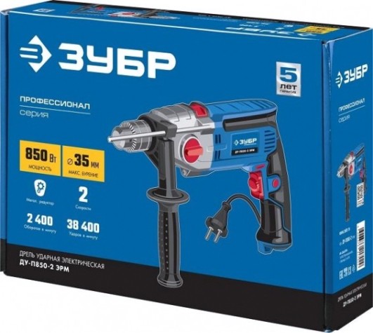 Дрель ударная сетевая ЗУБР ДУ-П850-2 ЭРМ Профессионал