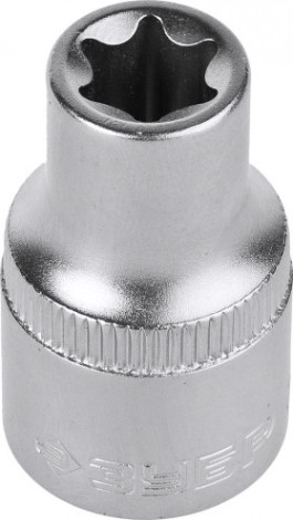 Головка шестигранная с посадкой 1/2" ЗУБР МАСТЕР E-TORX торцовая cr-v, хроматированное покрытие, e10 [27719-10]