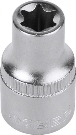 Головка шестигранная с посадкой 1/2" ЗУБР МАСТЕР E-TORX торцовая cr-v, хроматированное покрытие, e11 [27719-11]
