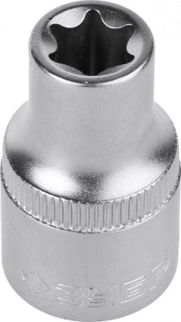 Головка шестигранная с посадкой 1/2" ЗУБР МАСТЕР E-TORX торцовая cr-v, хроматированное покрытие, e12 [27719-12]
