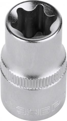 Головка шестигранная с посадкой 1/2" ЗУБР МАСТЕР E-TORX торцовая cr-v, хроматированное покрытие, e14 [27719-14]