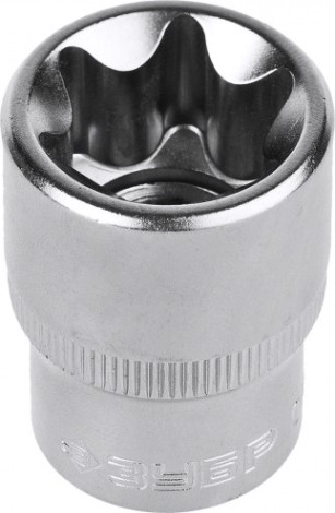 Головка шестигранная с посадкой 1/2" ЗУБР МАСТЕР E-TORX торцовая cr-v, хроматированное покрытие, e20 [27719-20]