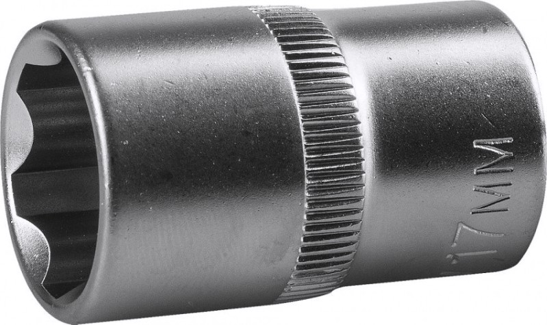 Головка шестигранная с посадкой 1/2" ЗУБР МАСТЕР SUPER LOCK 17 мм, торцовая cr-v, хром покрытие [27725-17_z02]