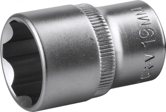 Головка шестигранная с посадкой 1/2" ЗУБР МАСТЕР SUPER LOCK 19 мм, торцовая cr-v, хром покрытие [27725-19_z02]
