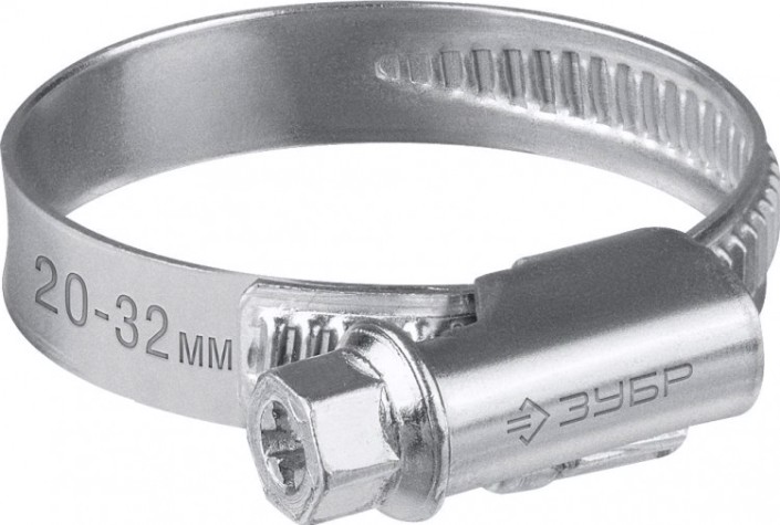 Хомут червячный ЗУБР X-9H 20-32 мм ширина 9 мм, цинк, 50 шт [37807-32]
