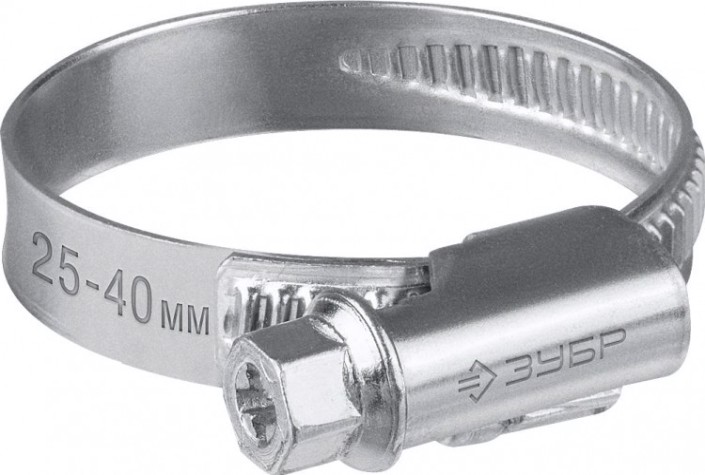 Хомут червячный ЗУБР X-9H 25-40 мм ширина 9 мм, цинк, 50 шт [37807-40]