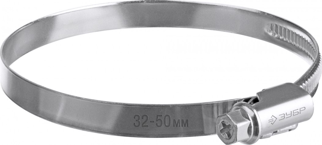 Хомут червячный ЗУБР X-9H 32-50 мм ширина 9 мм, цинк, 50 шт [37807-50]