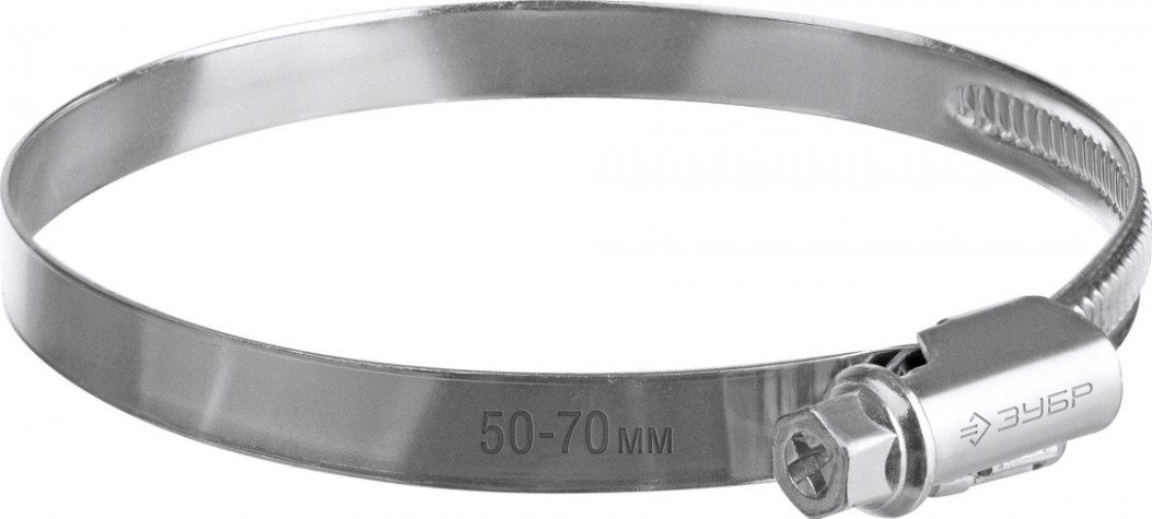 Хомут червячный ЗУБР X-9H 50-70 мм ширина 9 мм, цинк, 50 шт [37807-70]