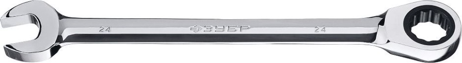 Ключ комбинированный трещоточный ЗУБР МАСТЕР гаечный 24 мм, [27074-24]