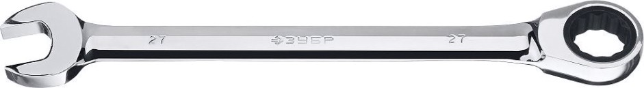 Ключ комбинированный трещоточный ЗУБР МАСТЕР гаечный 27 мм, [27074-27]