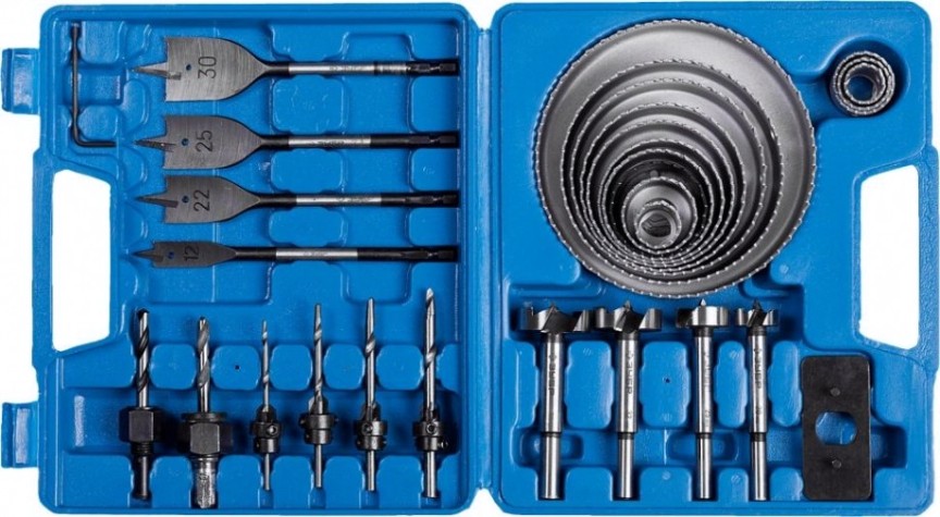 Коронка по дереву ЗУБР ЭКСПЕРТ 28 предметов, набор и сверл [29555-H28]