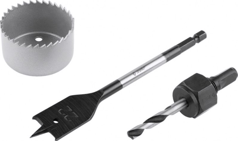 Коронка по дереву ЗУБР ЭКСПЕРТ 48 мм, набор для врезки замков [2954-48-H3_z01]