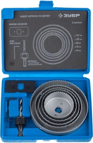 Коронка по дереву ЗУБР ЭКСПЕРТ 5 шт, набор 64-127 мм [29553-H7_z01]