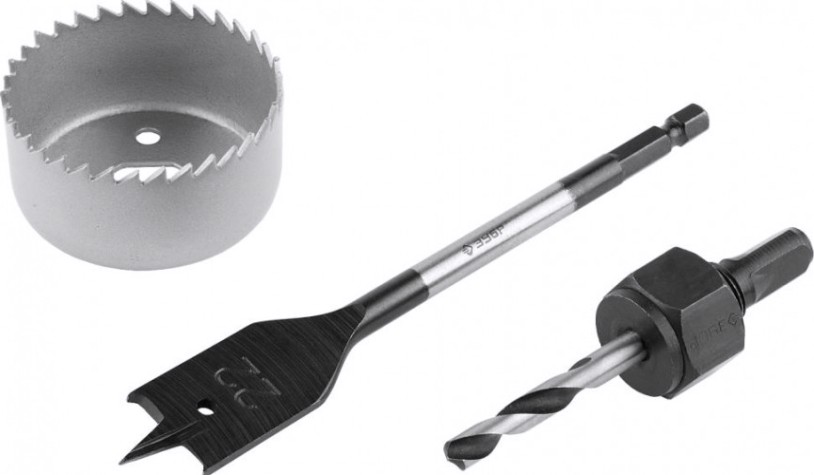 Коронка по дереву ЗУБР ЭКСПЕРТ 54 мм, набор для врезки замков [2954-54-H3_z01]