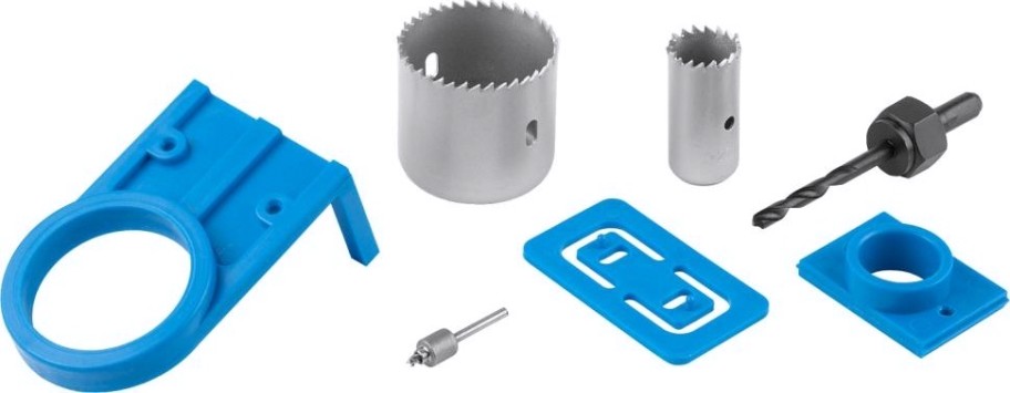 Коронка по дереву ЗУБР ЭКСПЕРТ 7 предметов, 54 мм, набор с пластиковыми шаблонами [2954-54-H7]