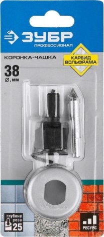 Коронка универсальная ЗУБР ПРОФЕССИОНАЛ c карбид-вольфрамовым нанесением, 38 мм [33360-038_z01]