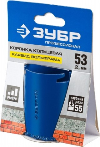 Коронка универсальная ЗУБР ПРОФЕССИОНАЛ c карбид-вольфрамовым нанесением, 53 мм [33350-53_z01]