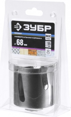 Коронка универсальная ЗУБР ПРОФЕССИОНАЛ проуниверсал 68 мм, с твердосплавными резцами [29514-68]