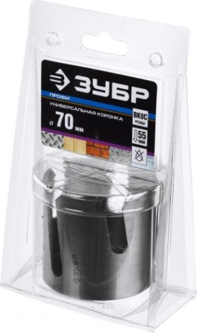Коронка универсальная ЗУБР ПРОФЕССИОНАЛ проуниверсал 70 мм, с твердосплавными резцами [29514-70]