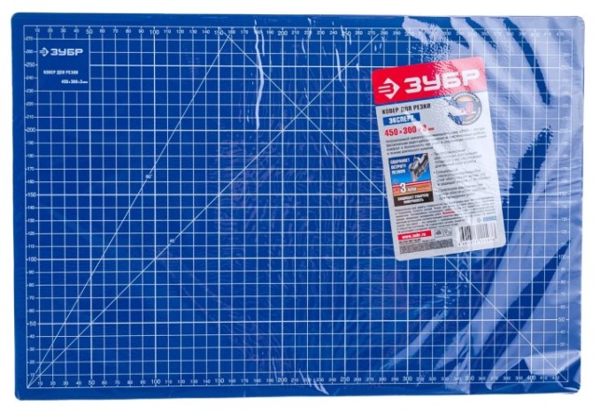 Коврик непрорезаемый ЗУБР ЭКСПЕРТ 3мм, цвет синий, 450х300 мм [09902]