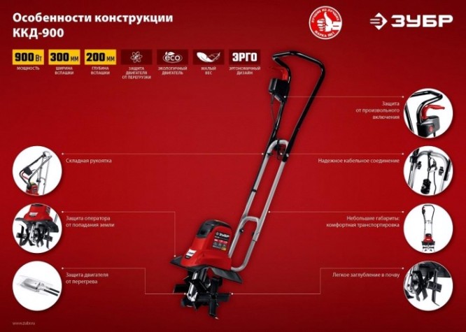 Культиватор электрический ЗУБР ККД-900