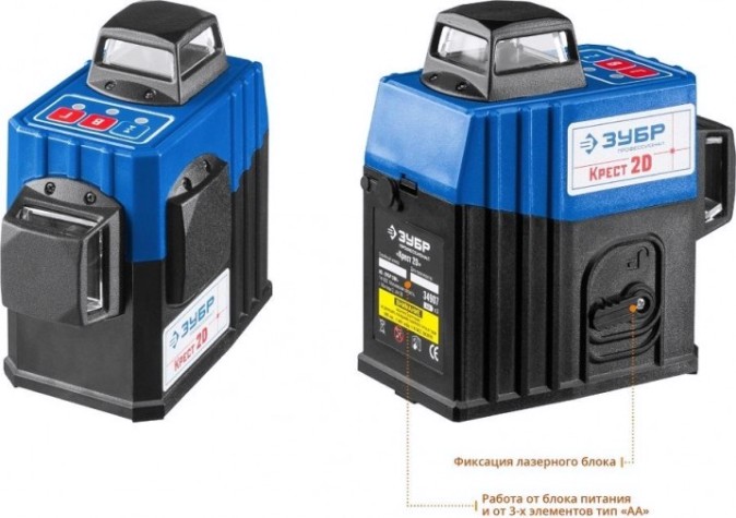 Лазерный уровень ЗУБР 2D крест 2d №2 нивелир 2х360° [34907-2]
