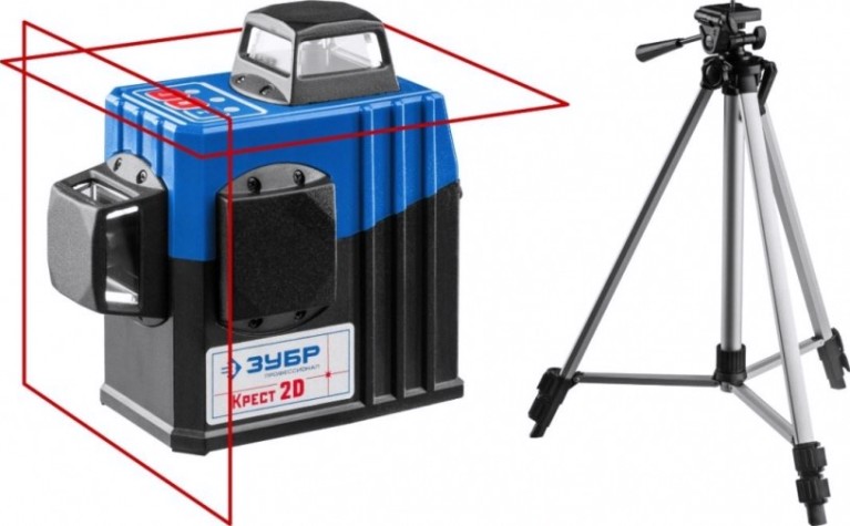 Лазерный уровень ЗУБР 2D крест 2d №2 нивелир 2х360° [34907-2]