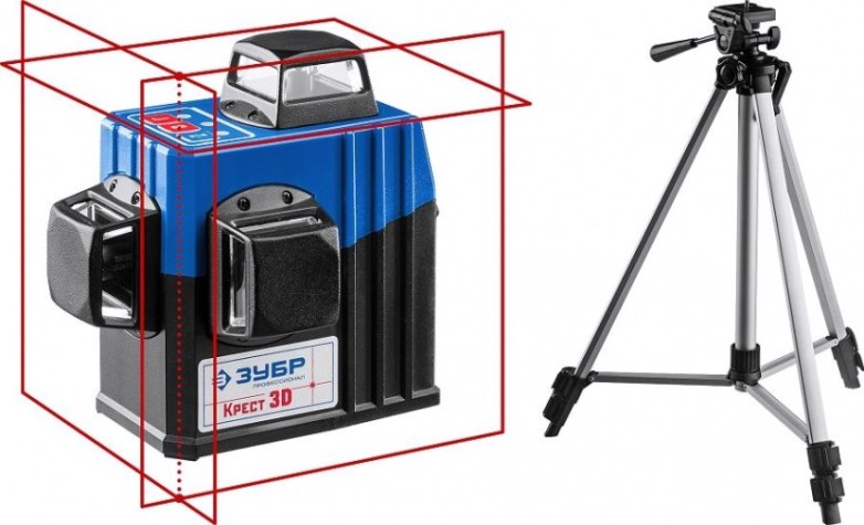 Лазерный уровень ЗУБР 3D крест 3d №2 нивелир [34908-2]