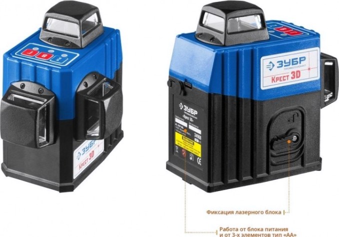 Лазерный уровень ЗУБР 3D крест 3d нивелир 3х360° [34908]