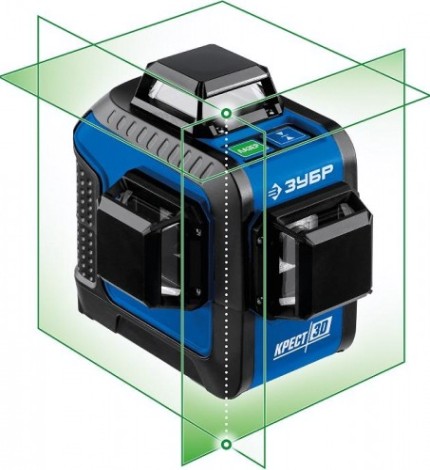 Лазерный уровень ЗУБР ПРОФЕССИОНАЛ крест 3d зеленый [34909]