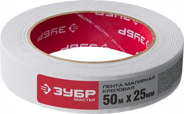 Лента малярная ЗУБР ЭКСПЕРТ креповая, 25ммх50м, [12115-25]