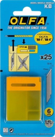 Лезвие для ножа Olfa OL-KB перовое для ak-1, 11х6х0,45 мм, 25 шт