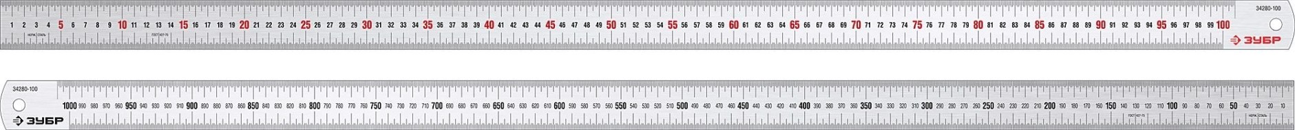 Линейка металлическая ЗУБР 34280-100 усиленная нержавеющая 1,0 м