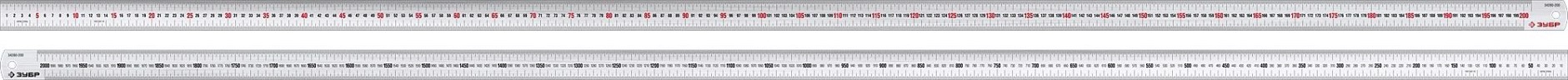 Линейка металлическая ЗУБР Про-200 2 м, усиленная нержавеющая [34280-200]