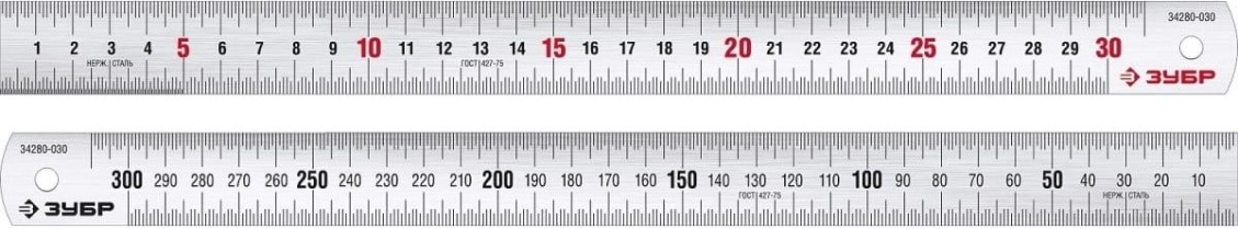 Линейка металлическая ЗУБР Про-30 0,30 м, усиленная нержавеющая [34280-030]