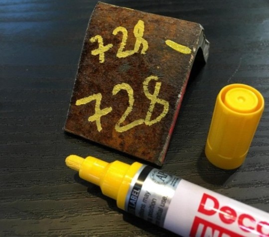 Маркер Marvy Uchida Deco Color Industrial цвет желтый, металлический корпус [MAR728/5]