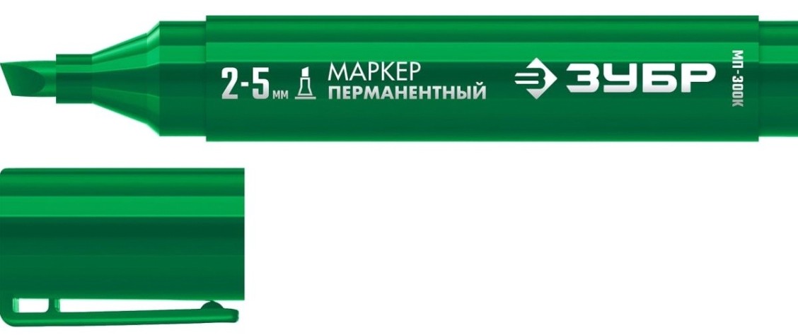 Маркер перманентный ЗУБР МП-300К 2-5 мм, клиновидный, зеленый [06323-4]
