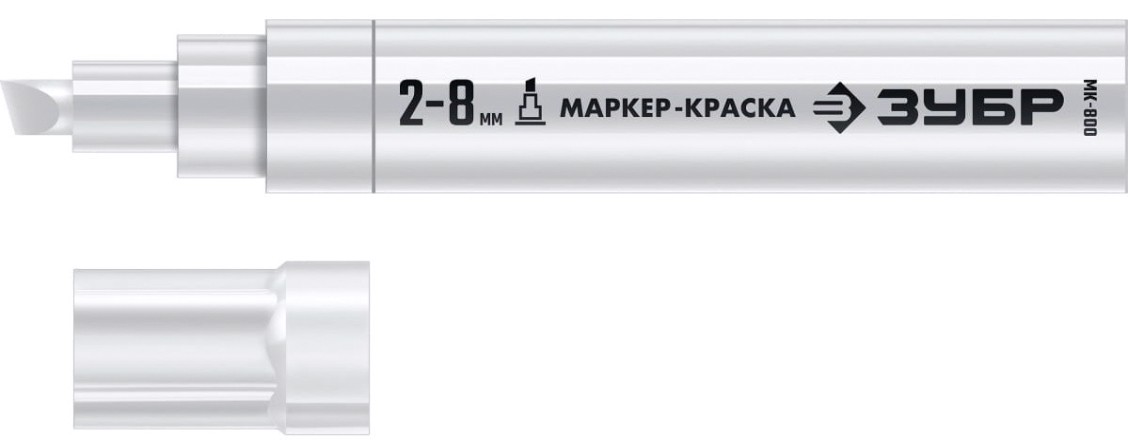 Маркер ЗУБР 06327-8 МК-800 2-8 мм, клиновидный, белый, экстрабольшой о