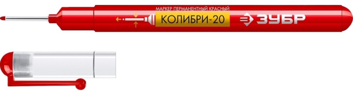 Маркер ЗУБР КОЛИБРИ-20 0,7 мм, красный, перманентный для отверстий [06328-3]