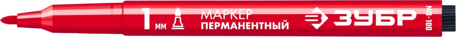 Маркер ЗУБР ПРОФЕССИОНАЛ мп-100 красный, 1 мм заостренный перманентный [06320-3]