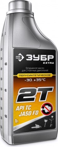 Масло для 2-тактных двигателей ЗУБР EXTRA 2Т полусинтетическое 1 л. [70601-1]
