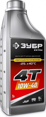 Масло для 4-тактных бензиновых двигателей ЗУБР EXTRA 4Т-10W40 полусинтетическое 1 л. [70611-1]