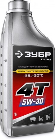 Масло для 4-тактных бензиновых двигателей ЗУБР EXTRA 4Т-5W30 полусинтетическое 1 л. [70612-1]